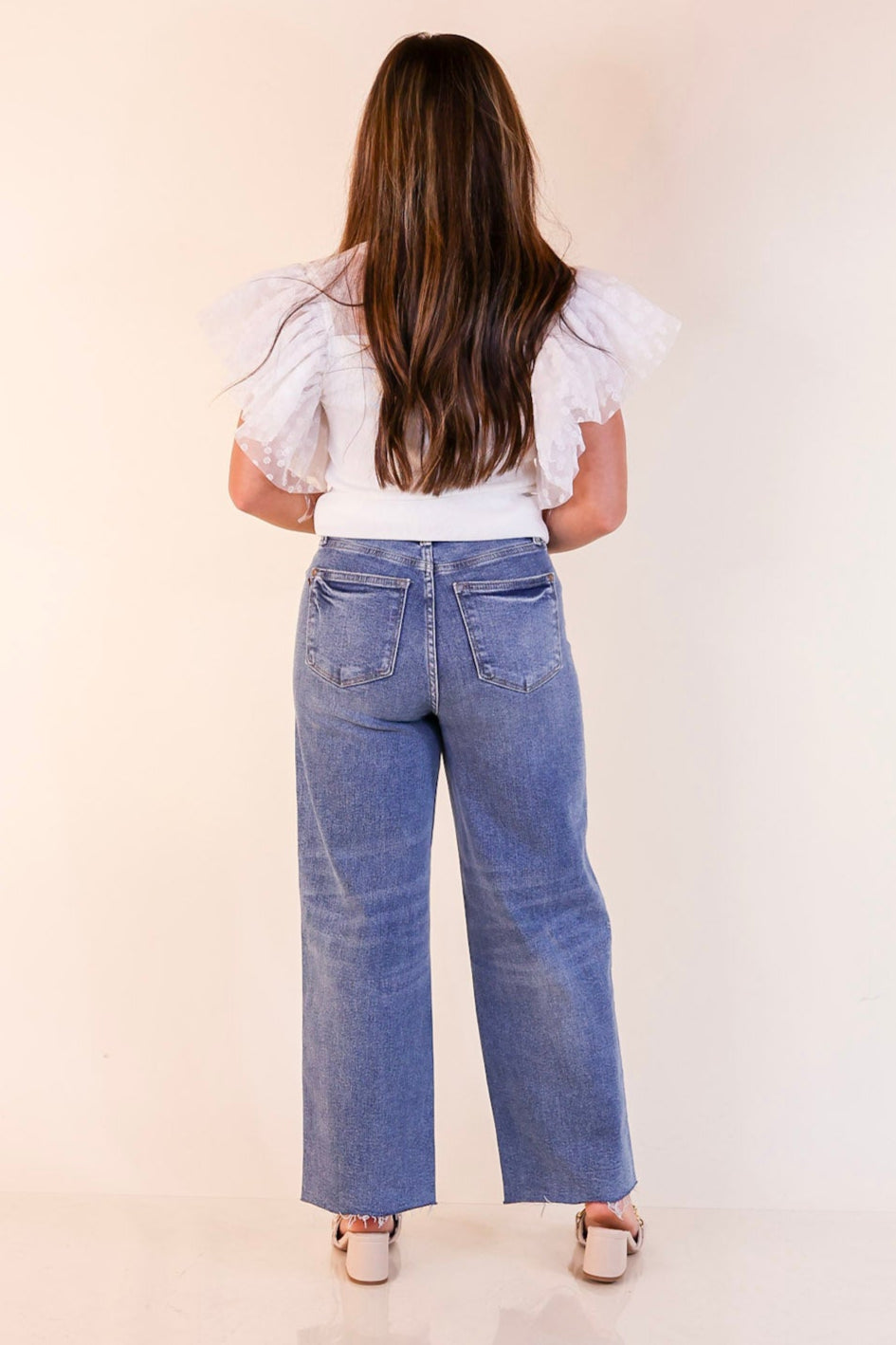 Easy to Love Top with Ruffle Cap Sleeves in White