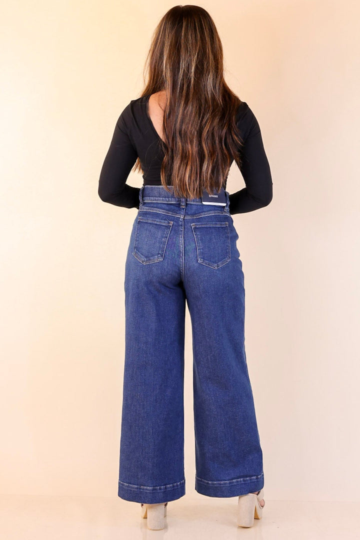 SPANX | EveryWear Cropped Wide Leg Jeans in Dark Wash