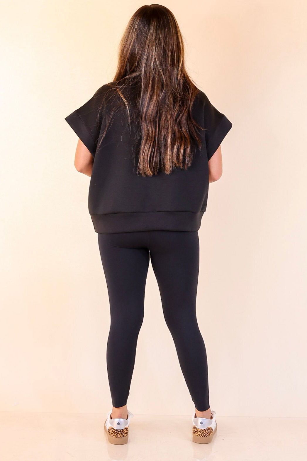 Top Priority Half Zip Collared Scuba Top in Black