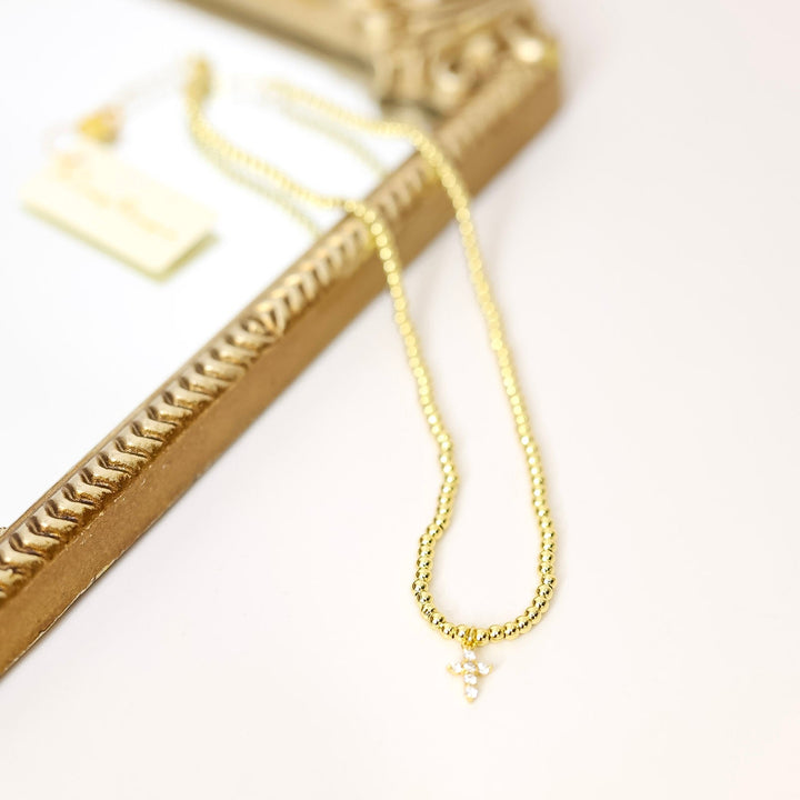 Kinsey Designs | Selena Beaded Necklace with Cross Pendant in Gold