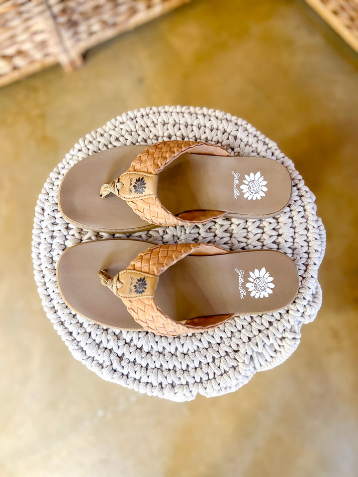 Yellow Box | Irving Woven Comfort Flip Flops in Almond