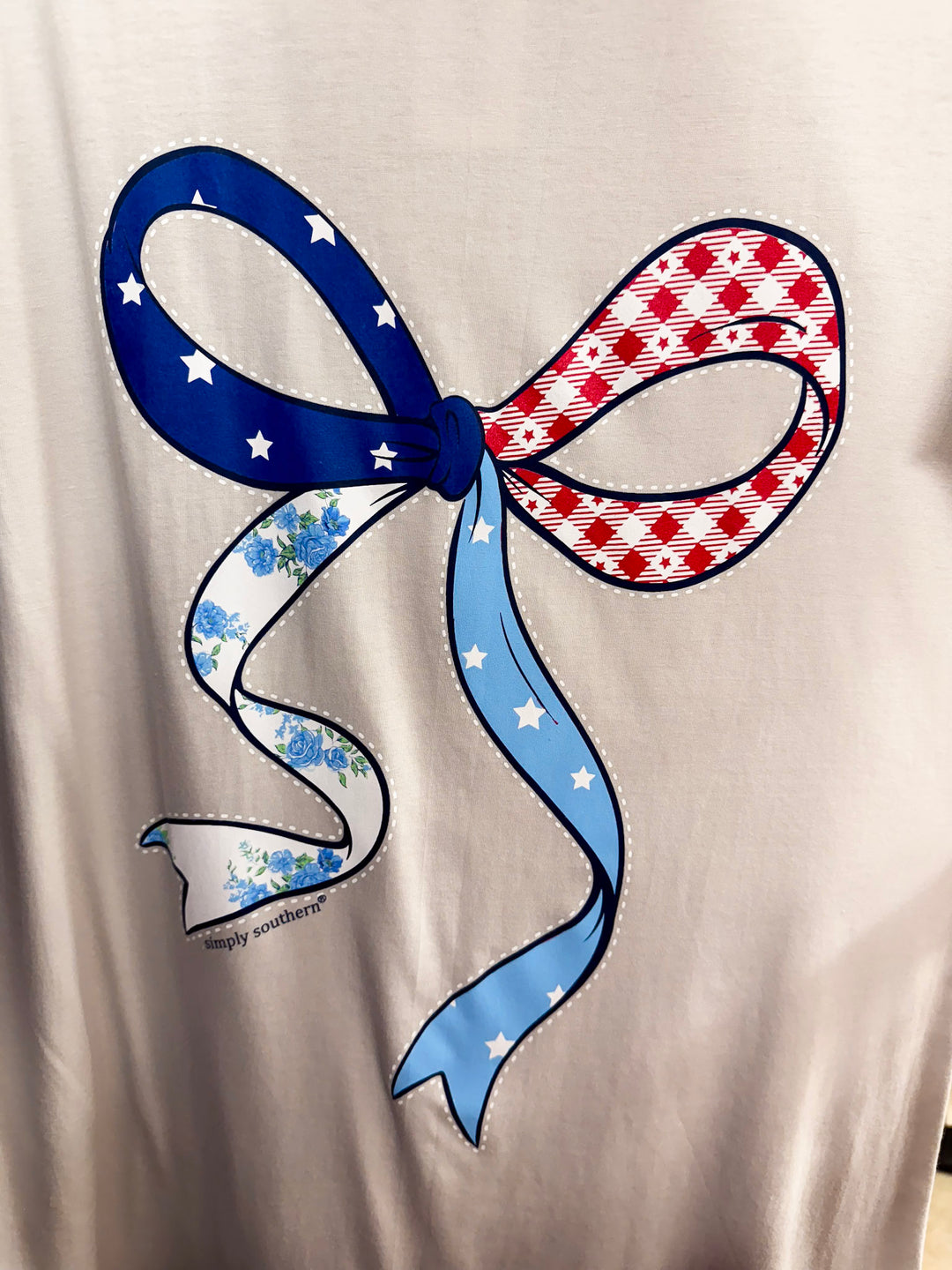Simply Southern | American Cutie American Flag Bow T-Shirt in Cream