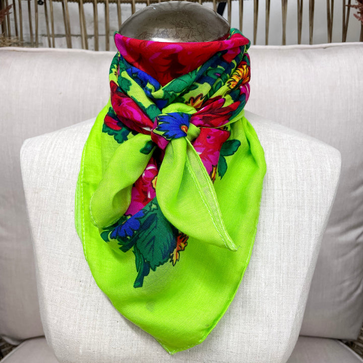 Rodeo Quincy | Rose Garden Wild Rag in Lime Green