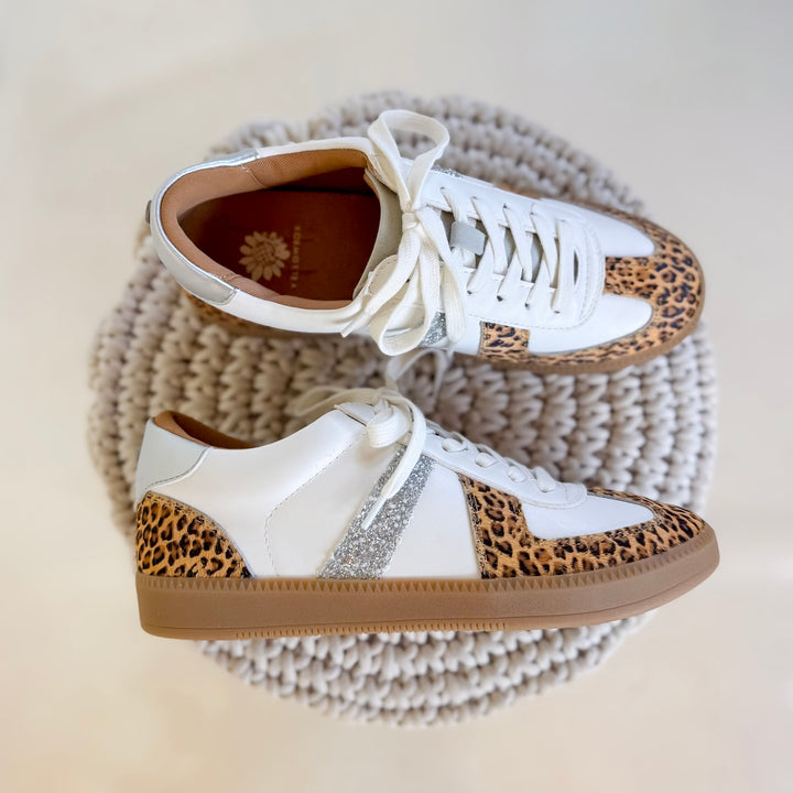 Yellow Box | Zayne Lace-Up Sneaker in Leopard Print and White
