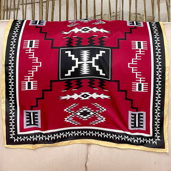 Wyoming Traders | Mini Aztec Print Wild Rag in Maroon and Black