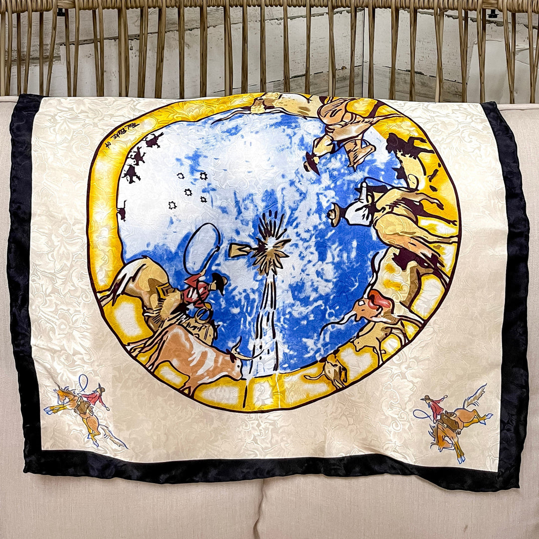 Wyoming Traders | LTD Edition | Mini Windmill Silk Wild Rag in Ivory