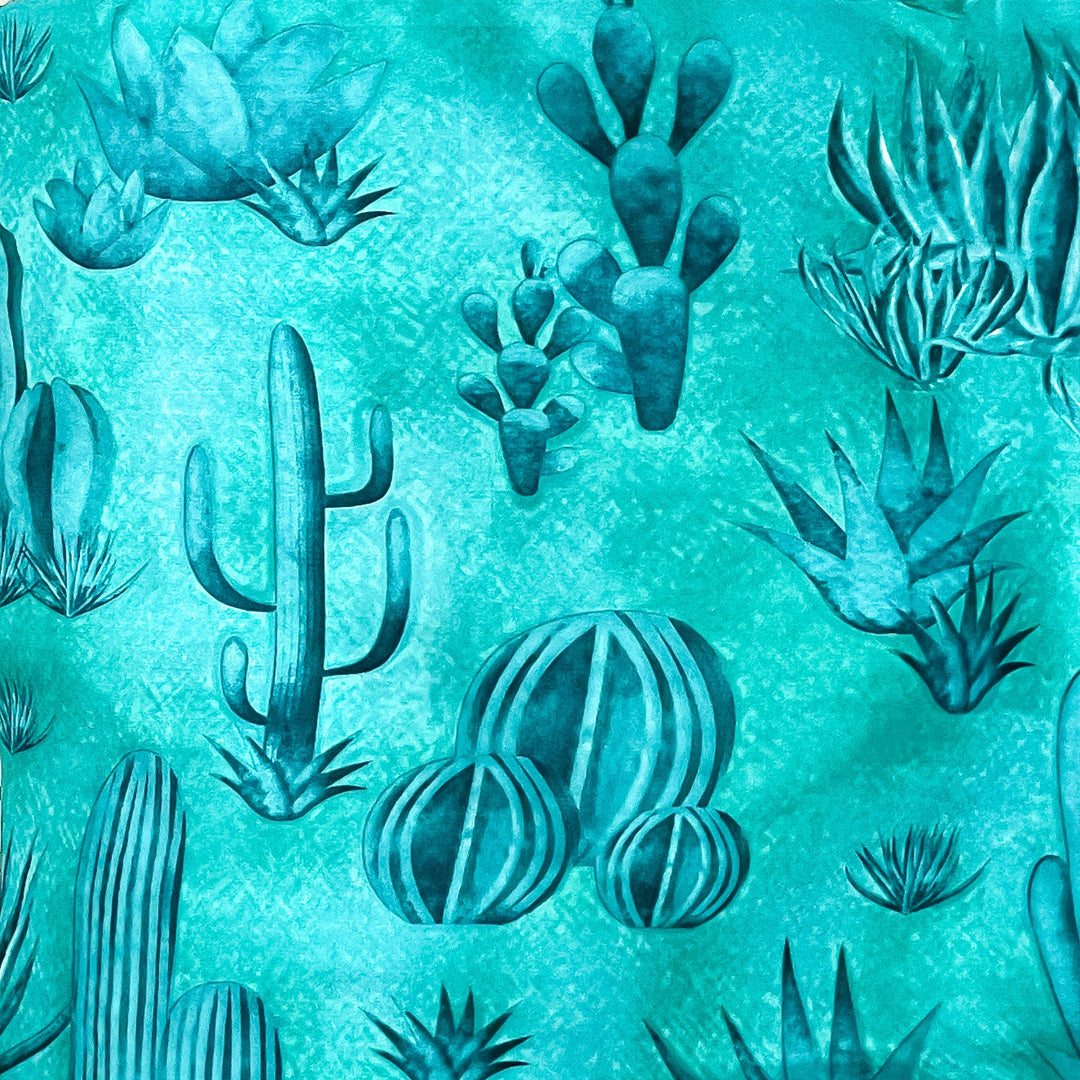 Southwest Cactus Wild Rag in Teal