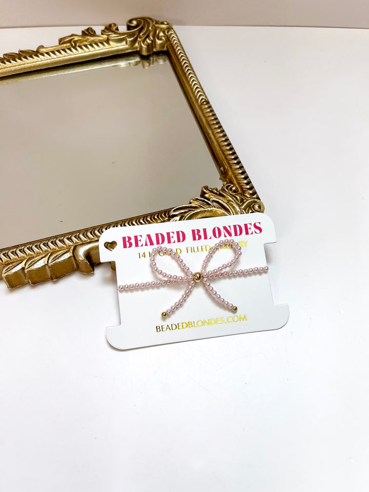 Beaded Blondes | Pink Pearl Bow Bracelet