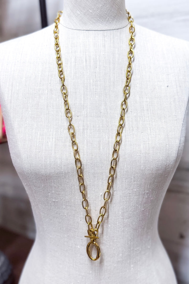 Bracha | Olivia Long Paperclip Chain Necklace in Gold