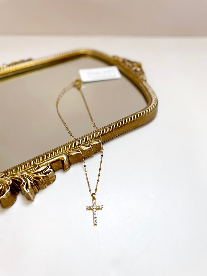 CHANSUTT PEARLS | Sparkle Cross Necklace with Crystals in Gold