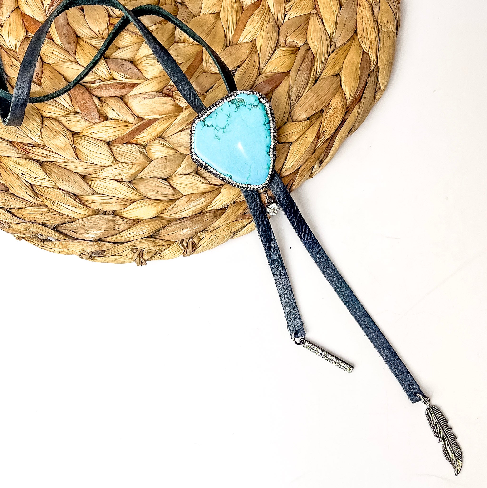Faux Turquoise Pave Bolo| ONLY 1 LEFT! - Giddy Up Glamour Boutique