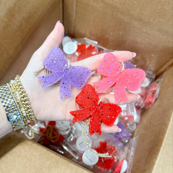 Mystery Spring Color Mini Glitter Bow Car Freshie in Various Scents