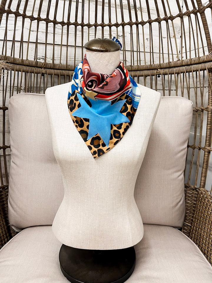 XOXO Art & Co | Star Horse Bandana Scarf in Brown, Blue and Red