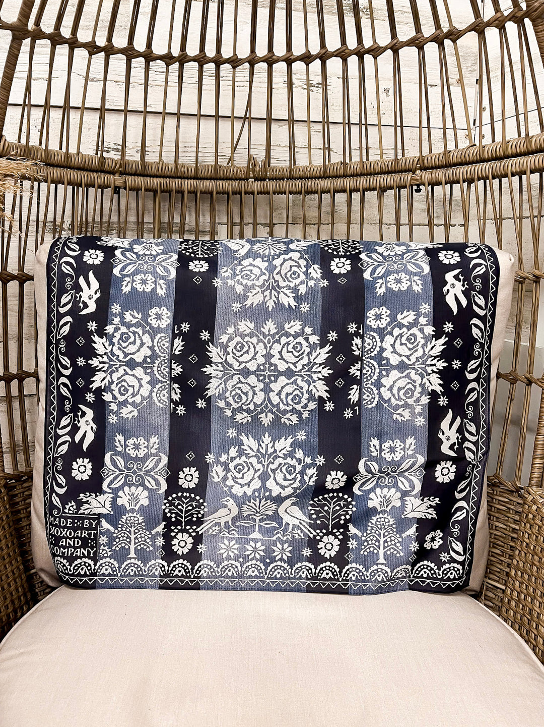 XOXO Art & Co | Woven Coverlet Shorty Wild Rag Scarf in Navy Blue