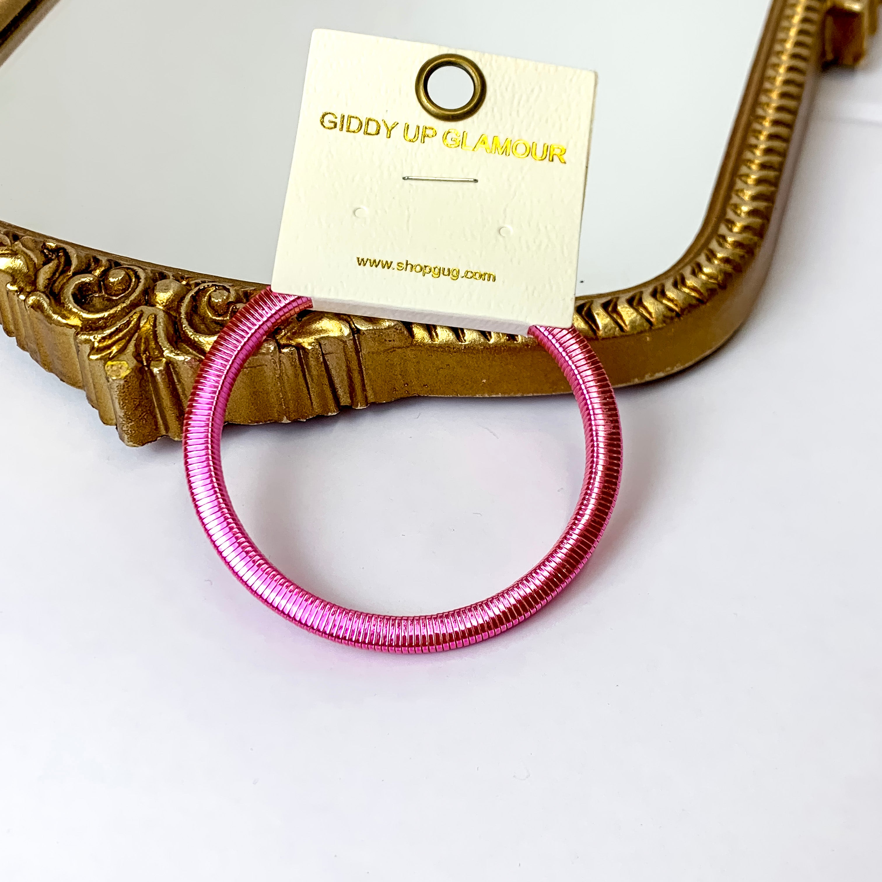 Omega Chain Coil Stretch Bracelet in Pink - Giddy Up Glamour Boutique