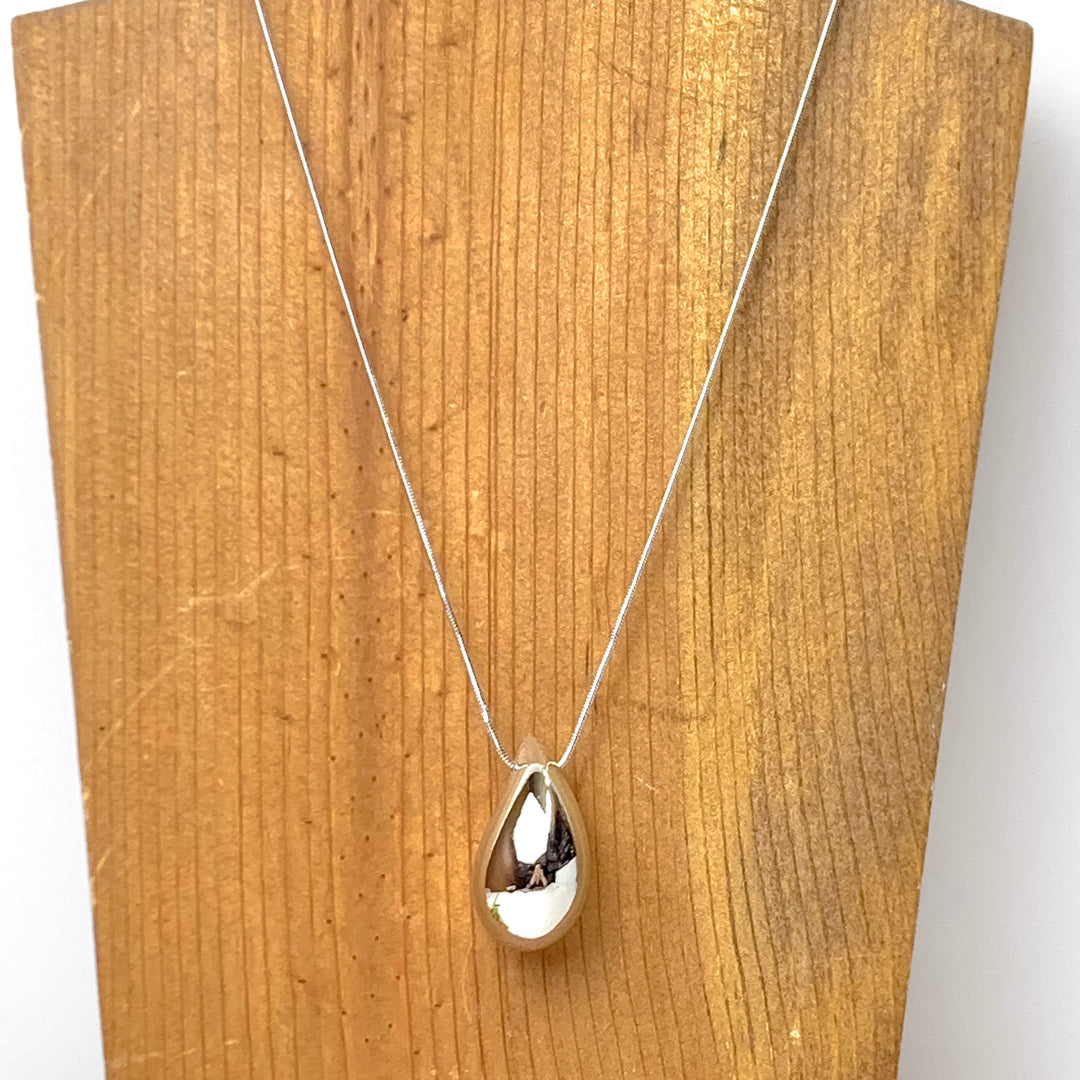 Posh By Pink Panache | Raindrop Pendant Necklace in Silver - Giddy Up Glamour Boutique