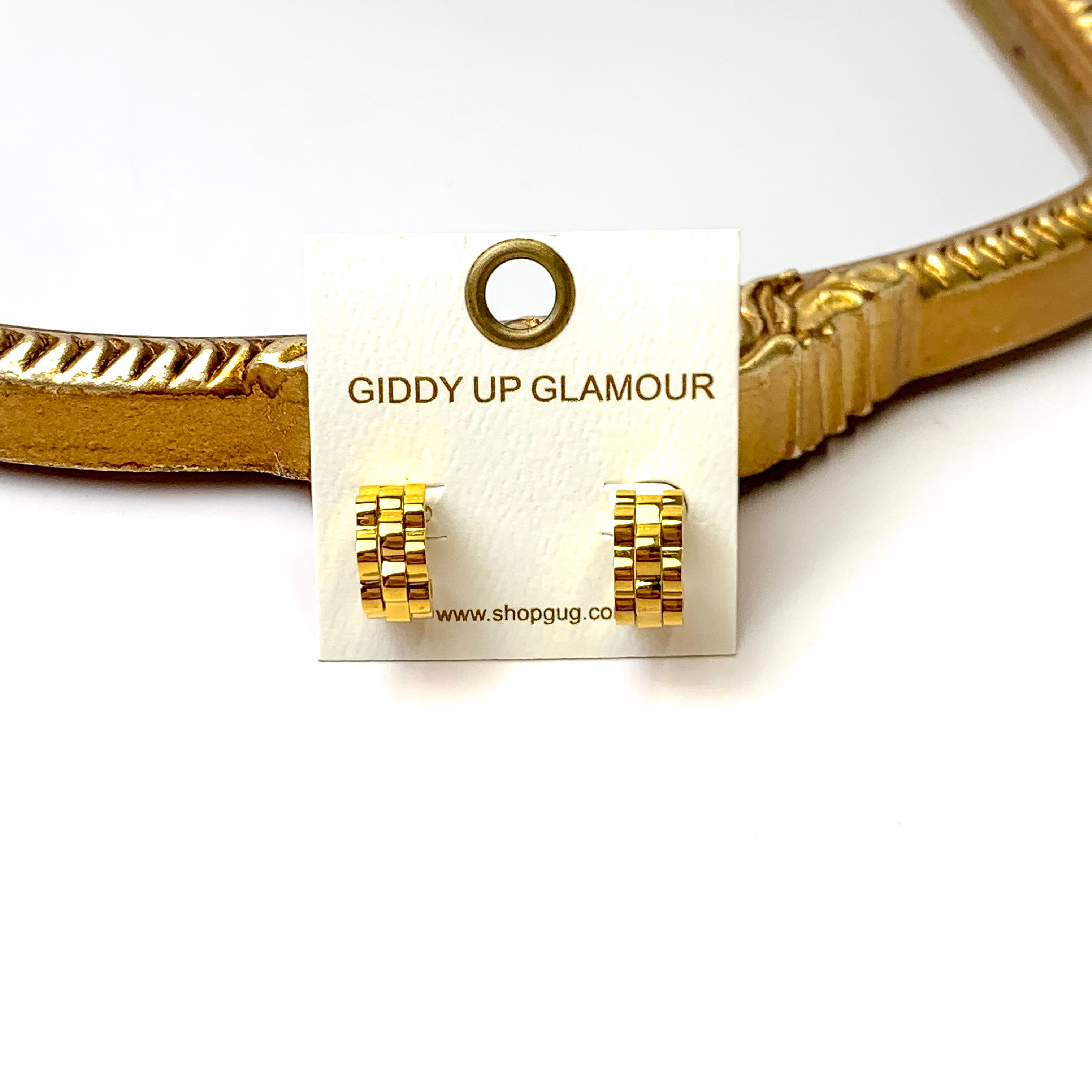Bracha | Rolly Baby Huggie Hoops in Gold Tone - Giddy Up Glamour Boutique