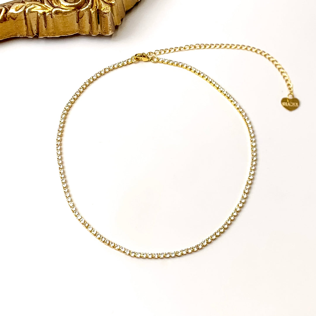Bracha | Sienna Tennis Necklace in White Crystal - Giddy Up Glamour Boutique