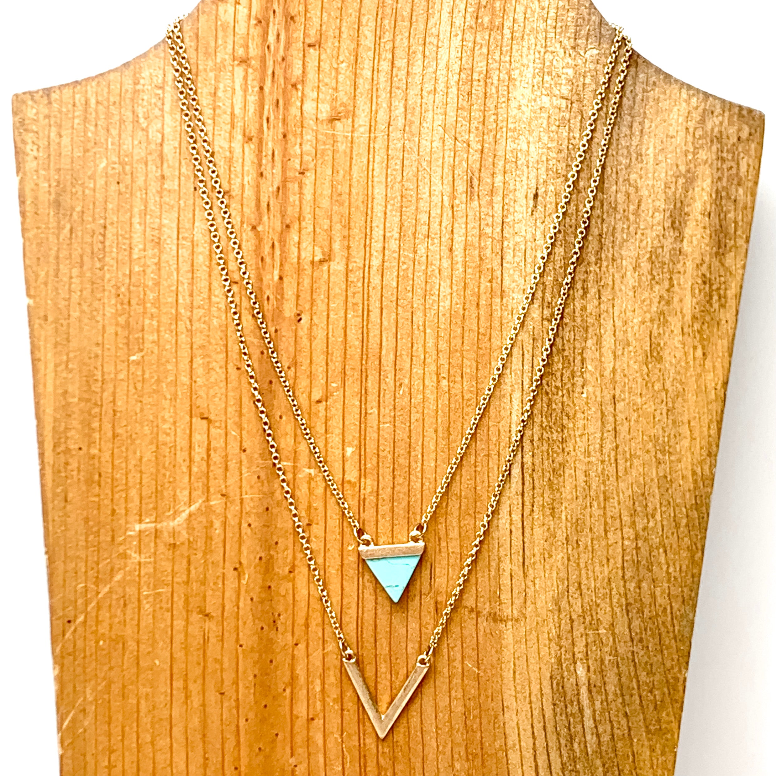 Two Strand Layering Necklace with Arrow Pendants in Turquoise - Giddy Up Glamour Boutique