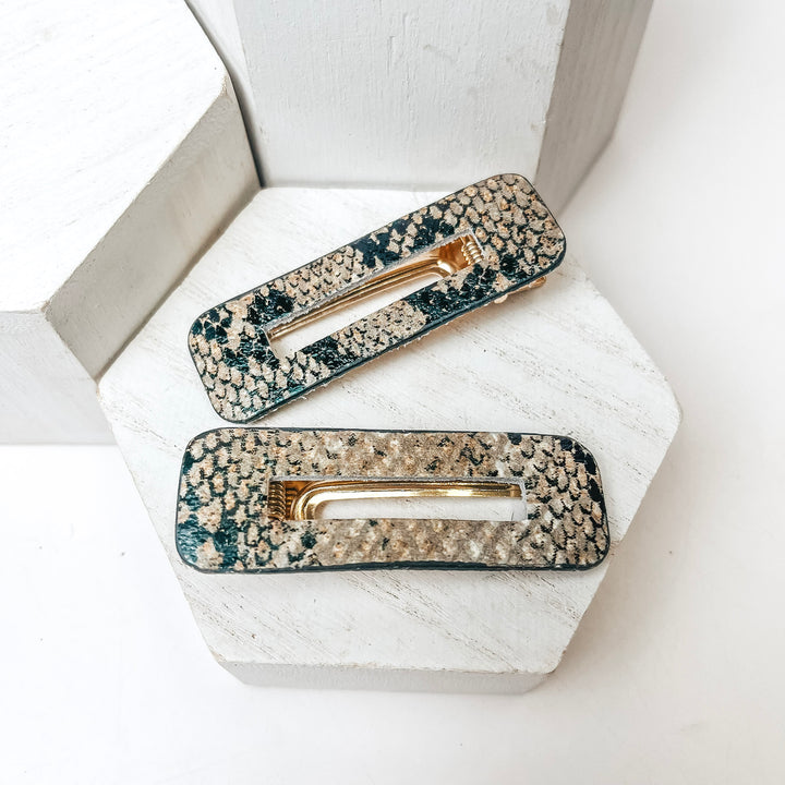 Hair Clip Pair in Snakeskin - Giddy Up Glamour Boutique