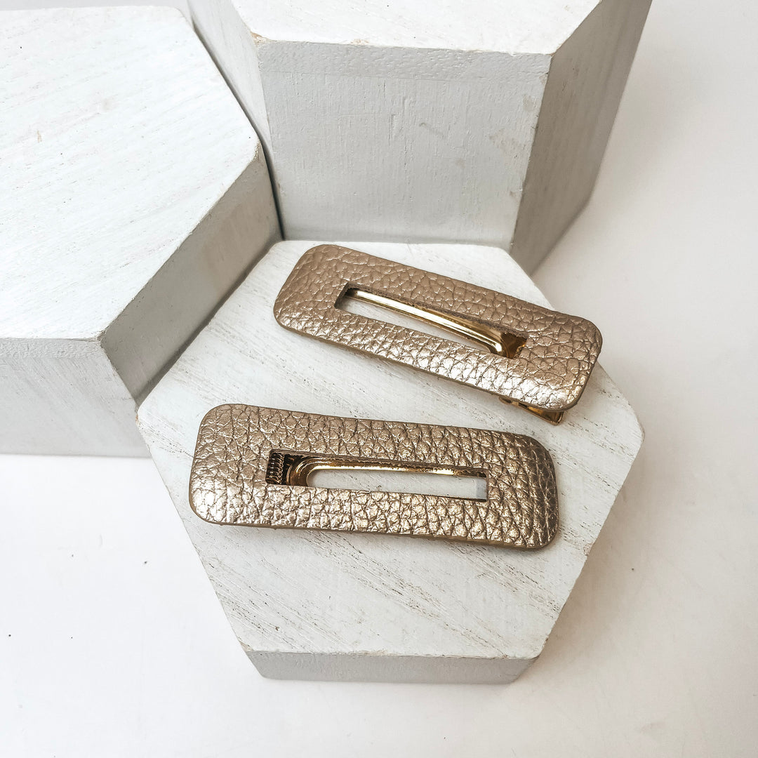 Hair Clip Pair in Rose Gold Snakeskin - Giddy Up Glamour Boutique