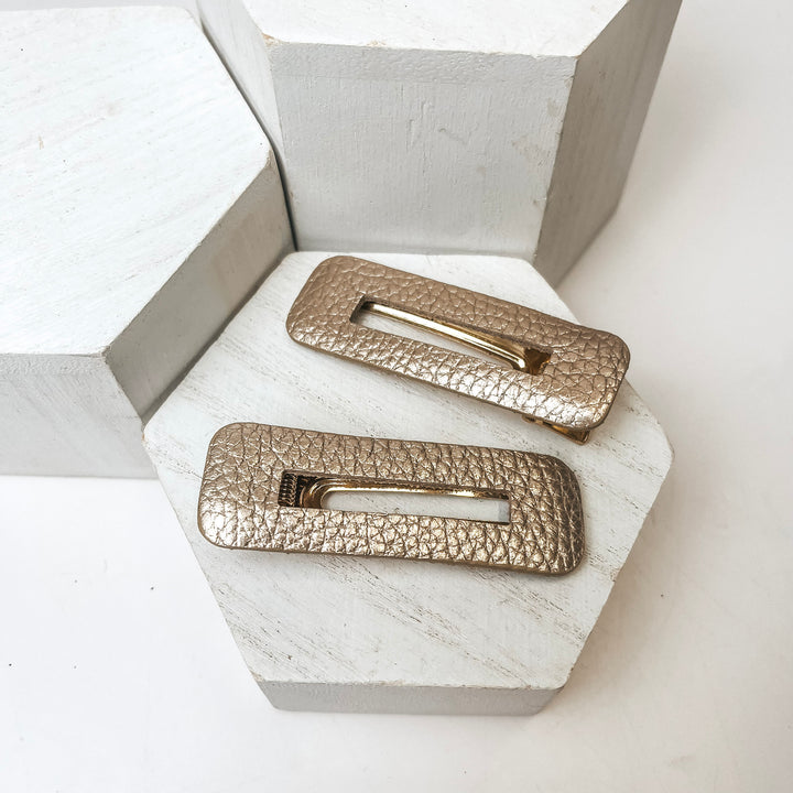 Hair Clip Pair in Rose Gold Snakeskin - Giddy Up Glamour Boutique