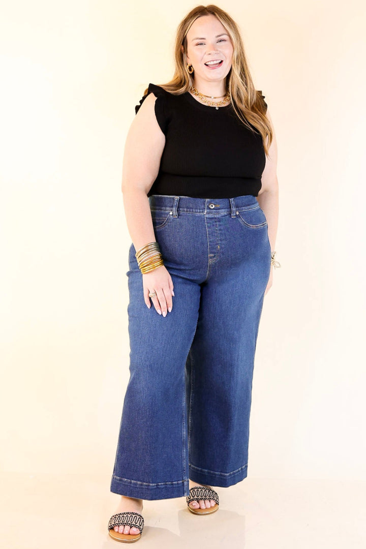 SPANX | EveryWear Cropped Wide Leg Jeans in Dark Wash