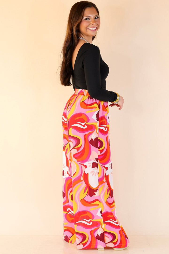 Dance with Me Straight Leg Pants in Pink Mix