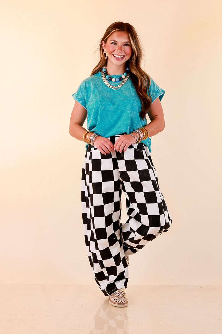 Chic Made Easy Short Sleeve Shirt in Teal Blue