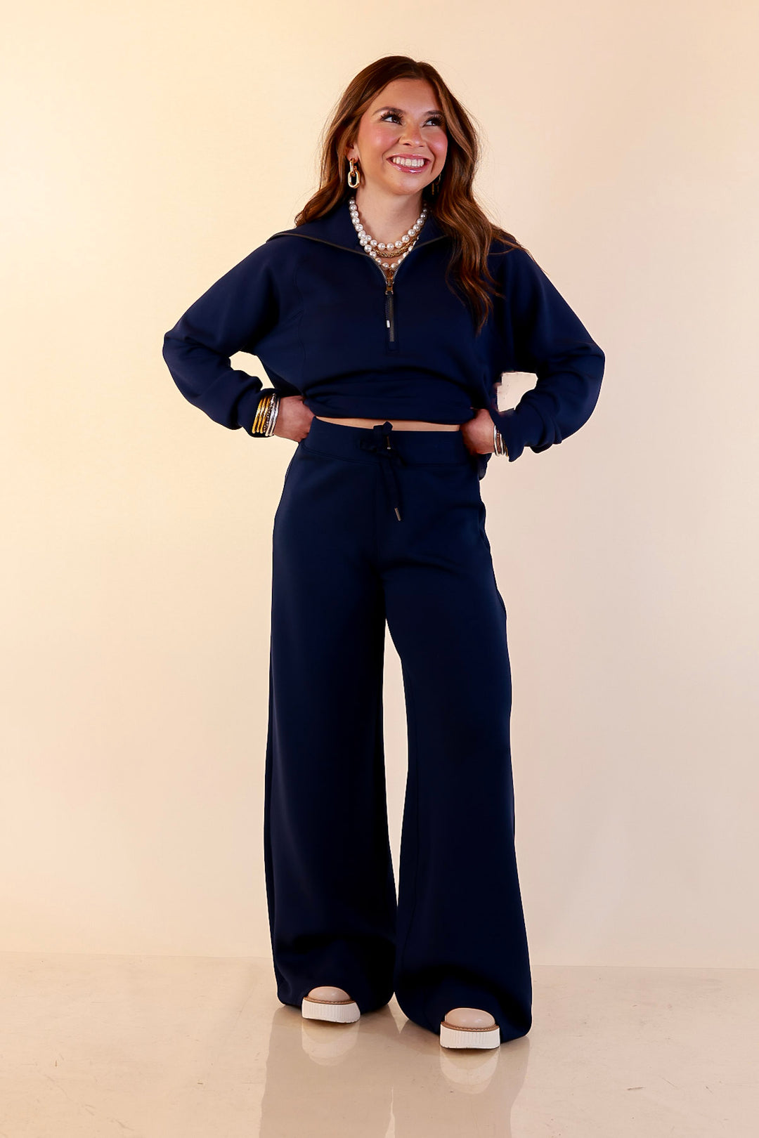 SPANX | AirEssentials Wide Leg Pant in Timeless Navy
