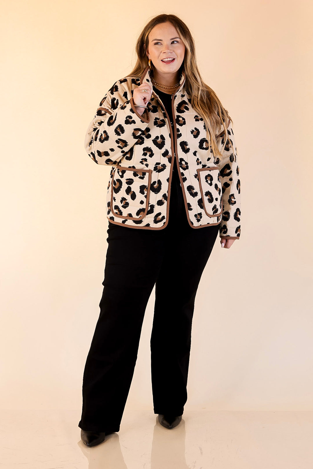 Spotted in Style Quilted Leopard Print Jacket in Cream
