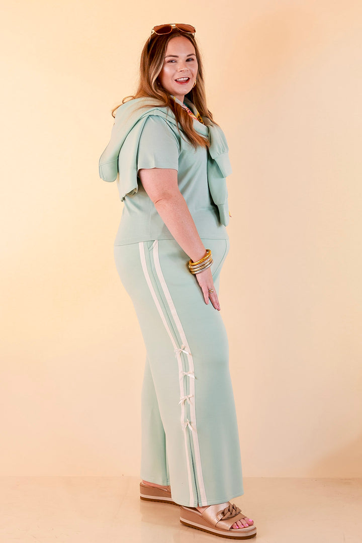 Simply Southern | Modern Comfort Relaxed Short Sleeve Knit Top in Light Dusty Teal Blue