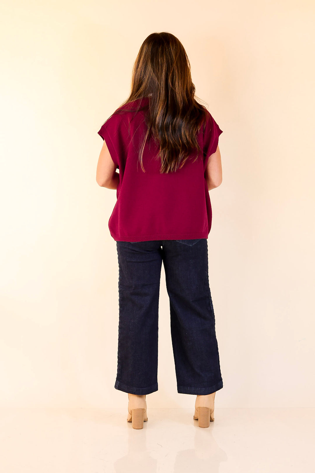 Effortlessly Yours Short Sleeve Crew Neck Sweater in Maroon