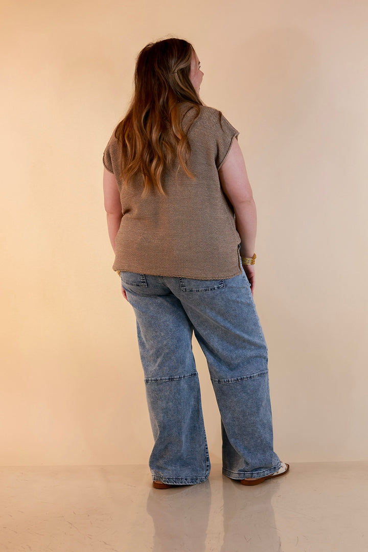 Simply Southern | Right This Way Wide Leg Drawstring Denim Utility Jeans in Acid Wash
