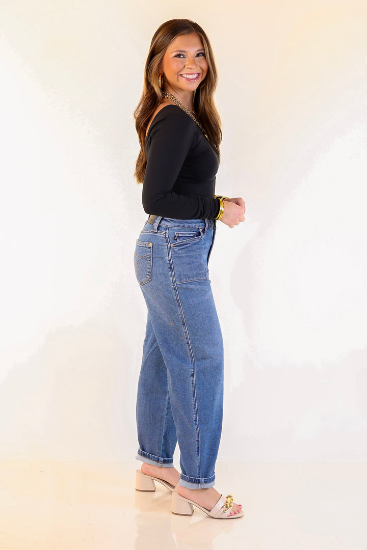 Judy Blue | Feeling Posh Soft Barrel Denim Jean in Dark Wash