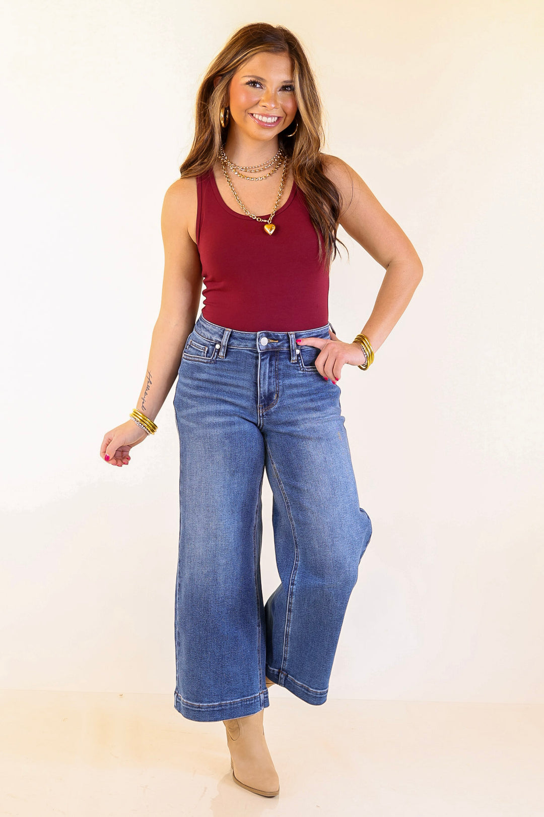 Smooth Operator Scoop Neck Tank Top Bodysuit in Maroon