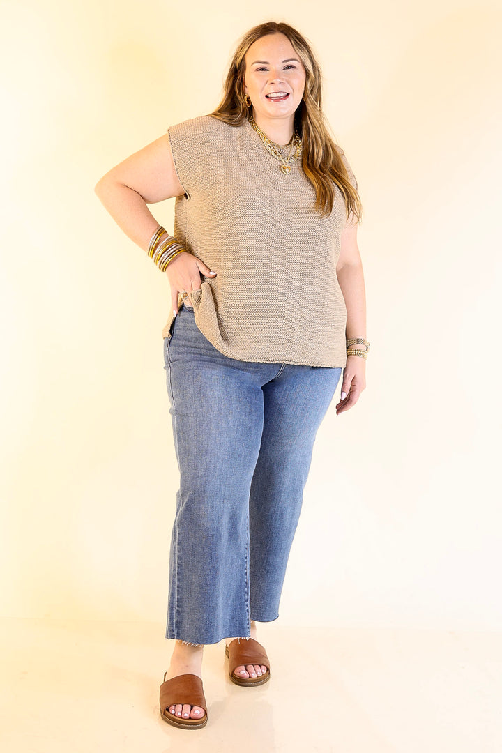 Forever Favorite Oversized Crew Neck Sweater Vest in Light Mocha