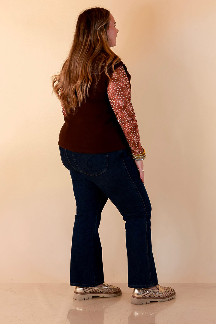 Always a Favorite Crew Neck Front Seam Sweater Knit Top in Chocolate Brown