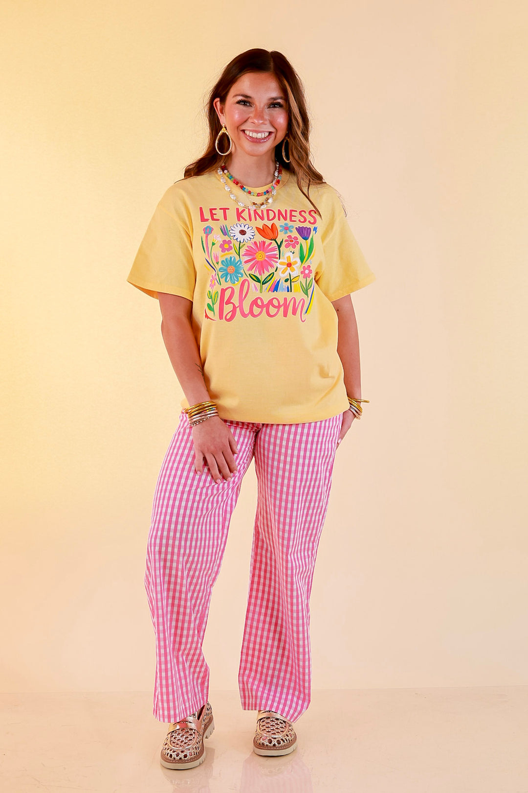 Rooted in Kindness "Let Kindness Bloom" Short Sleeve Graphic Tee in Butter Yellow