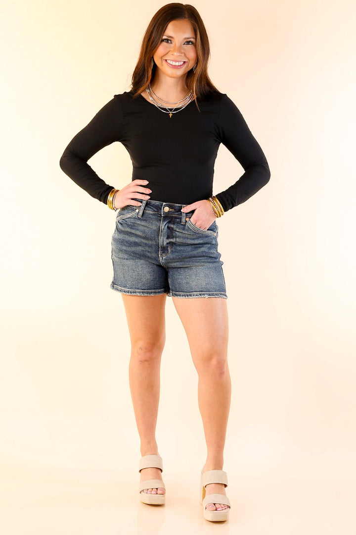 Judy Blue | Endless Summer Shorts with Shield Back Pockets in Medium Wash