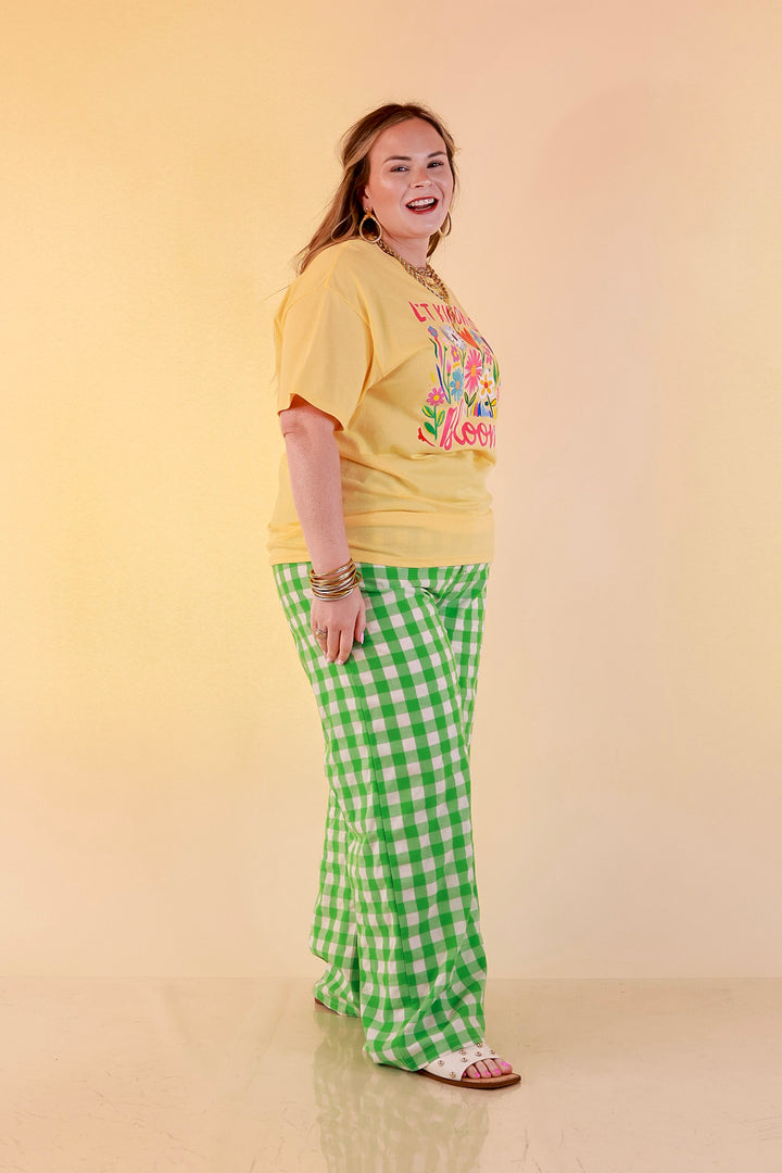 Pairs Well with Others Gingham Print Drawstring Pants with Elastic Waistband in Green
