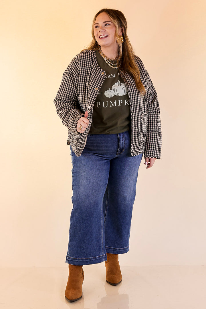 Check it Twice Quilted Gingham Plaid Jacket in Ivory and Black