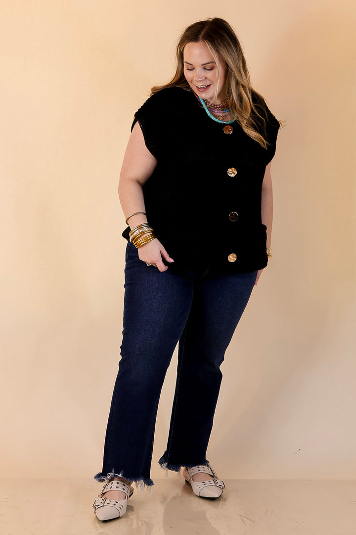 Risen | Effortless Essential Ankle Length Crop Destroyed Hem Straight Slim Jean in Dark Wash