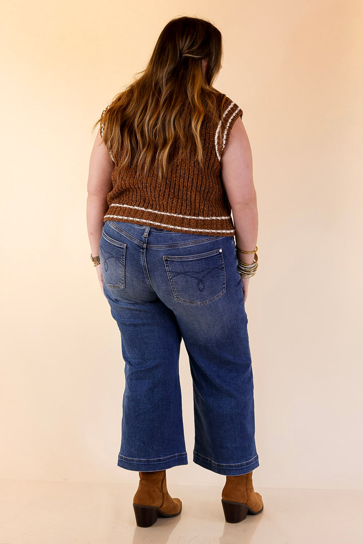 Simply Southern | Bliss Cable Knit Teddy Sweater Vest with V-Neckline and Contrast Trim in Umber Brown