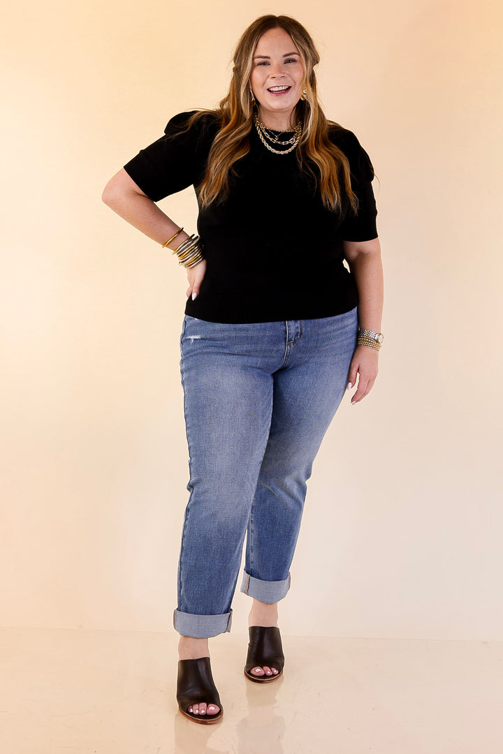 Judy Blue | The Cool Factor Single Cuff Boyfriend Denim Jeans in Medium Wash