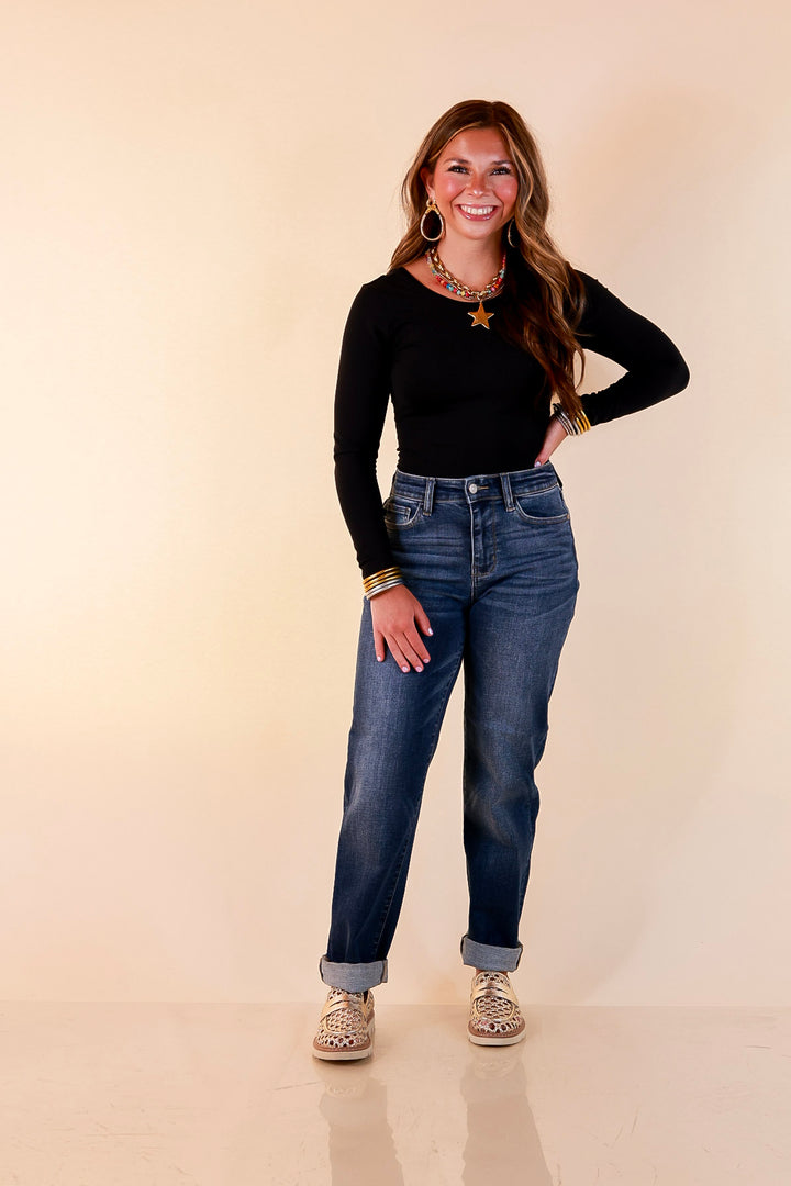 Judy Blue | Keep it Simple Billie Boyfriend Denim Jeans in True Indigo Dark Wash