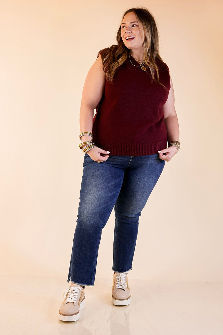 Vested Interest Knit V Neck Sweater Vest in Maroon