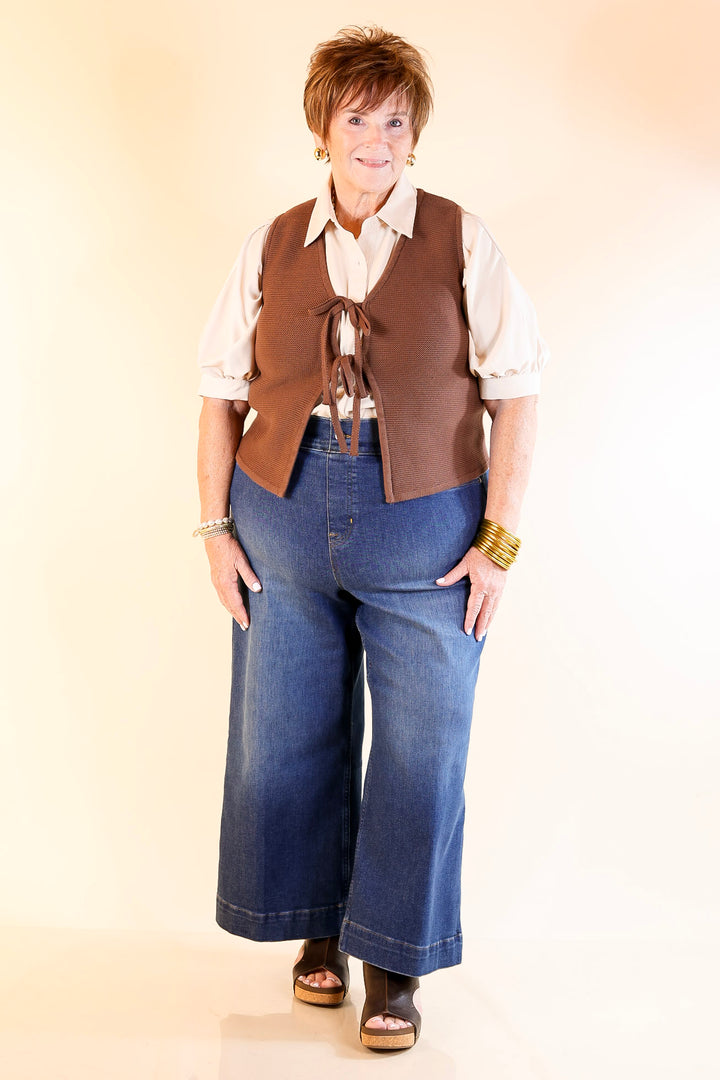 Main Attraction Bow Tie Front Sweater Vest in Chocolate Brown