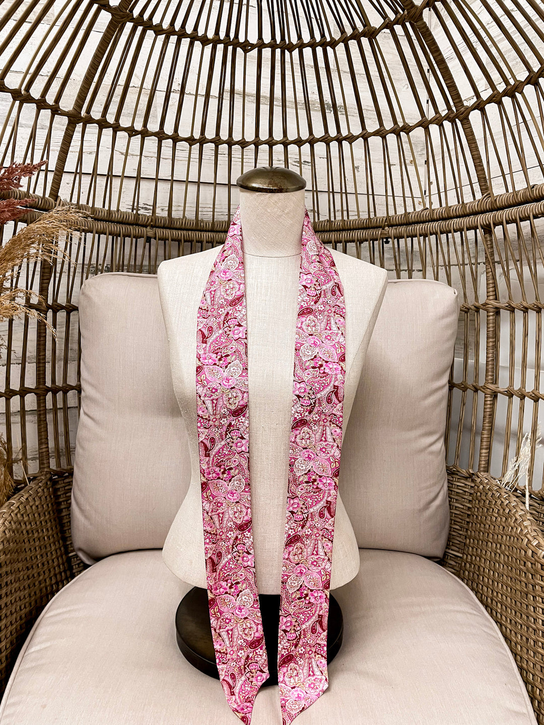 Wyoming Traders | Frontier Paisley Print Silk Twilly Scarf in Pink