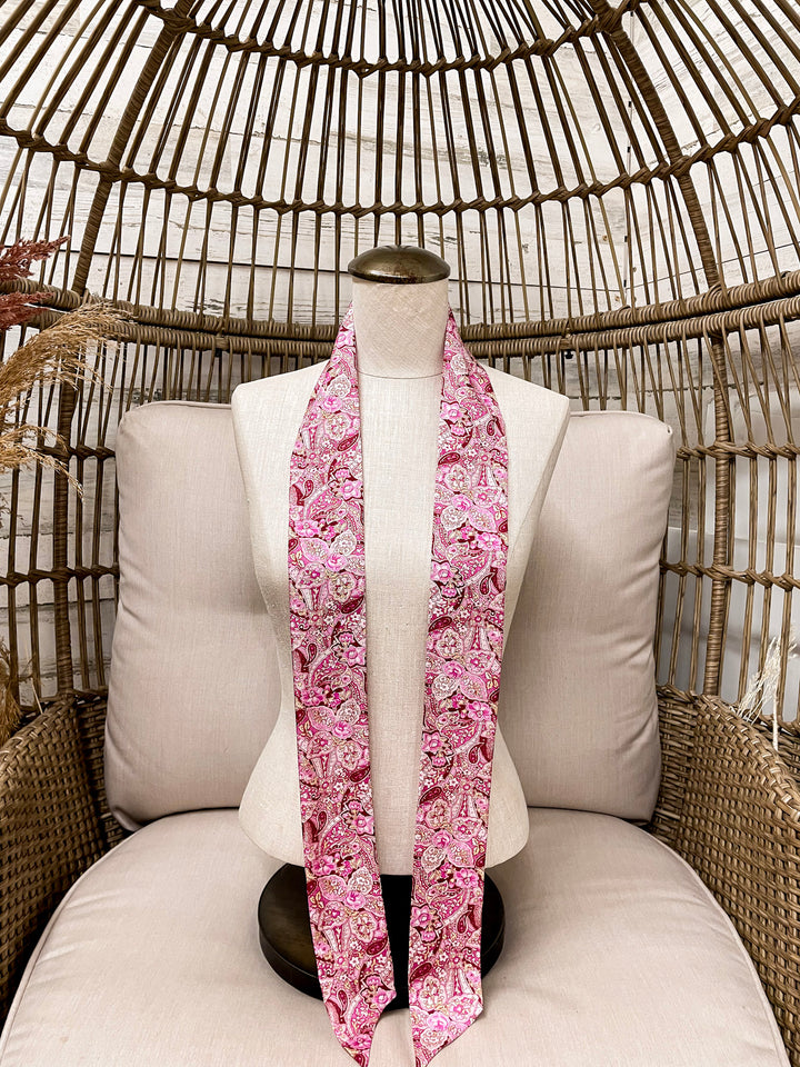 Wyoming Traders | Frontier Paisley Print Silk Twilly Scarf in Pink